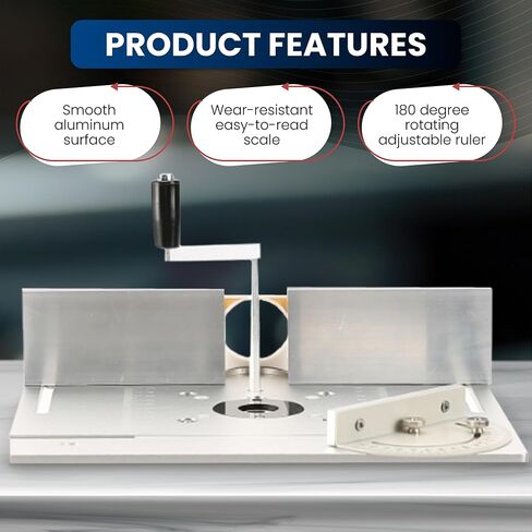 Aluminum Router Table Insert Plate | Router Flip Plate for Woodworking Benches| Miter Gauge Guide, Sliding Fence Brackets, Tenon Ruler | Versatile Trimming Engraving Table | Silver 111 in Saudi Arabia
