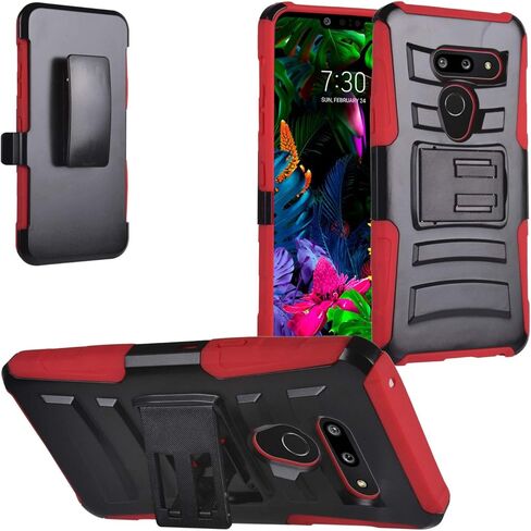 Compatible with LG G8 ThinQ - Rubberized Hybrid Phone Case - AH2 Red in Saudi Arabia