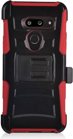 Compatible with LG G8 ThinQ - Rubberized Hybrid Phone Case - AH2 Red in Saudi Arabia