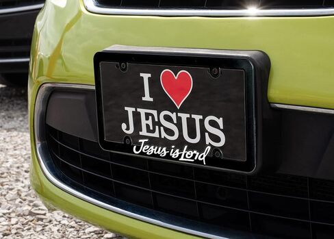 إطار لوحة ترخيص بلاستيكي أسود مقاس 12 × 6 بوصة من Jesus is Lord in Saudi Arabia