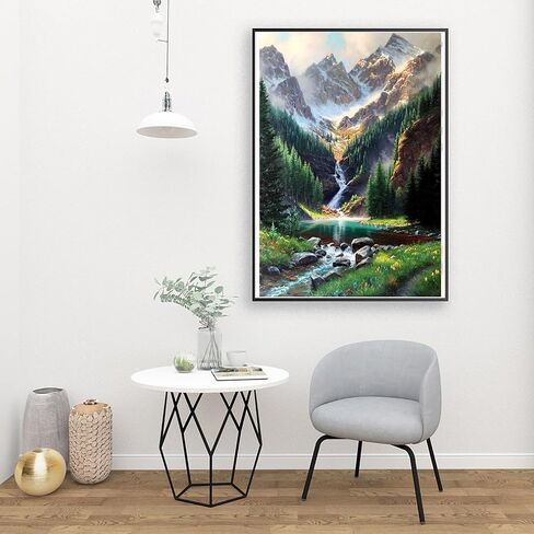 Generic Paint by Numbers Kit for Adults Beginner - Landscape Mountain Easy Adults Paint by Numbers Kit for Adults Canvas, DIY Oil Painting for Wall Home Decor Gift 16"" x 20"", K0238-40X50 in Saudi Arabia