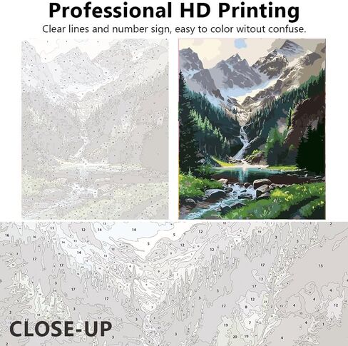 Generic Paint by Numbers Kit for Adults Beginner - Landscape Mountain Easy Adults Paint by Numbers Kit for Adults Canvas, DIY Oil Painting for Wall Home Decor Gift 16"" x 20"", K0238-40X50 in Saudi Arabia
