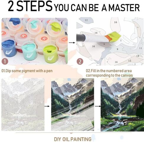 Generic Paint by Numbers Kit for Adults Beginner - Landscape Mountain Easy Adults Paint by Numbers Kit for Adults Canvas, DIY Oil Painting for Wall Home Decor Gift 16"" x 20"", K0238-40X50 in Saudi Arabia