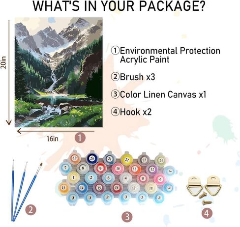 Generic Paint by Numbers Kit for Adults Beginner - Landscape Mountain Easy Adults Paint by Numbers Kit for Adults Canvas, DIY Oil Painting for Wall Home Decor Gift 16"" x 20"", K0238-40X50 in Saudi Arabia