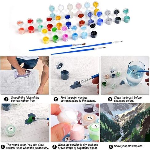 Generic Paint by Numbers Kit for Adults Beginner - Landscape Mountain Easy Adults Paint by Numbers Kit for Adults Canvas, DIY Oil Painting for Wall Home Decor Gift 16"" x 20"", K0238-40X50 in Saudi Arabia