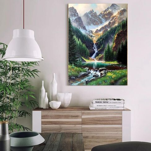 Generic Paint by Numbers Kit for Adults Beginner - Landscape Mountain Easy Adults Paint by Numbers Kit for Adults Canvas, DIY Oil Painting for Wall Home Decor Gift 16"" x 20"", K0238-40X50 in Saudi Arabia