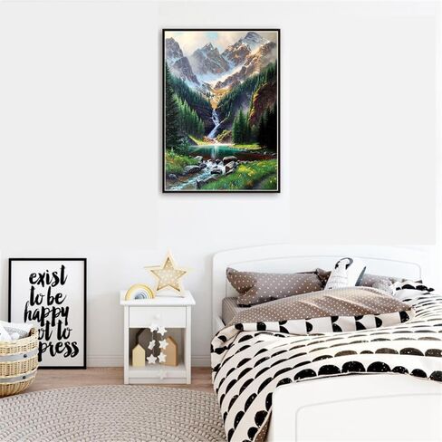 Generic Paint by Numbers Kit for Adults Beginner - Landscape Mountain Easy Adults Paint by Numbers Kit for Adults Canvas, DIY Oil Painting for Wall Home Decor Gift 16"" x 20"", K0238-40X50 in Saudi Arabia