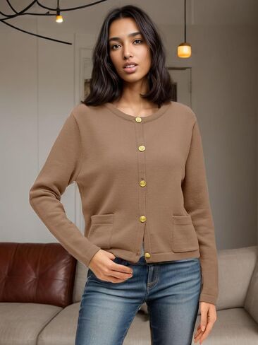 GOLDSTITCH سترات نسائية مخططة 2024 رقبة دائرية وأزرار ذهبية مفتوحة من الأمام وزر سفلي متماسكة مع جيوب in Kuwait