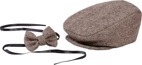 Newborn Baby Boy Flat Newsboy Cap and Bow tie Set Gatsby Cap Pageboy Golf hat (Grey (3)) in Kuwait