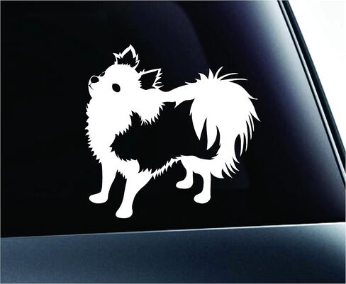 Long-haired Chihuahua Silhouette Symbol Decal Paw Print Dog Puppy Pet Family Breed Love Car Truck Sticker Window (White) in Saudi Arabia