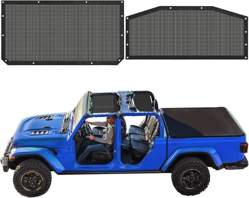 Gladiator Sun Shade (2018-Current)- Motomate Front & Rear Mesh Sunshade for Gladiator 4 Door, Reduces Wind & Noise – Universal Fit for Gladiator Accessories (Gladiator (Front & Rear)) in Kuwait