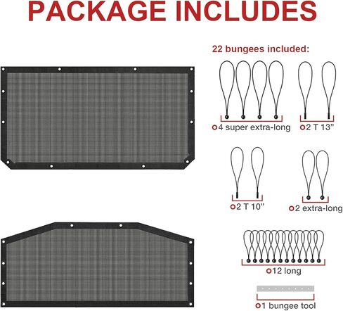 Gladiator Sun Shade (2018-Current)- Motomate Front & Rear Mesh Sunshade for Gladiator 4 Door, Reduces Wind & Noise – Universal Fit for Gladiator Accessories (Gladiator (Front & Rear)) in Kuwait