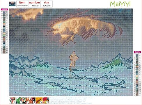لوحة ألماس يسوع بالأرقام - لوحة ماسية مستديرة كاملة من MaiYiYi خماسية الأبعاد لبحر يسوع الماسي، مجموعة غرز متقاطعة، لوحة ماسية بغرز دينية للكبار والأطفال، ديكور فني جداري للمنزل (30 × 40 سم) in Kuwait