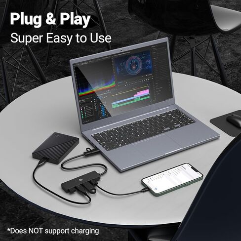 USB Hub, 4-Port USB 3.0 Hub, Instant Plug and Play Convenience, with a 4 Port USB 3.0 Hub Delivering 5Gbps Transfer Speed and USB to USB C Adapter, Compatible with Mac Air/Pro, HP, and More in Saudi Arabia