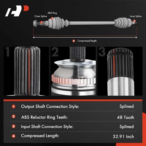 مجموعة عمود محور السيرة الذاتية الممتازة متوافقة مع Land Rover LR3 2005-2009، Land Rover LR4 2010-2015، Range Rover Sport 2006-2012، جانب الركاب الخلفي الأيمن، استبدال # LR047285 in Saudi Arabia