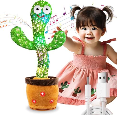 Dancing Talking Cactus Toy, Toddler Baby Toys for Boys Girls Gifts Singing Mimicking Cactus Toy Recording Repeating What You Say Cactus Baby Toy(Rechargeable) in Saudi Arabia