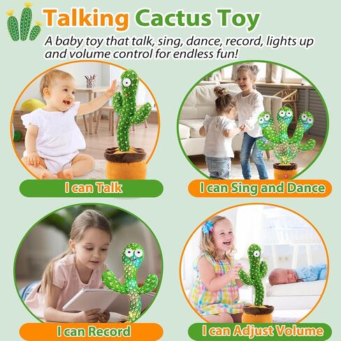Dancing Talking Cactus Toy, Toddler Baby Toys for Boys Girls Gifts Singing Mimicking Cactus Toy Recording Repeating What You Say Cactus Baby Toy(Rechargeable) in Saudi Arabia