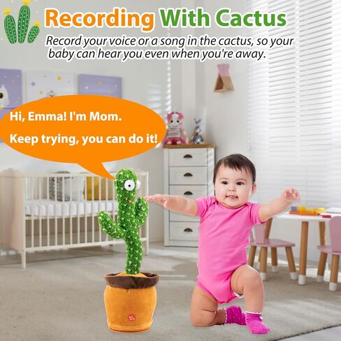 Dancing Talking Cactus Toy, Toddler Baby Toys for Boys Girls Gifts Singing Mimicking Cactus Toy Recording Repeating What You Say Cactus Baby Toy(Rechargeable) in Saudi Arabia