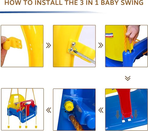 مقعد أرجوحة للأطفال الصغار من كينسبوري، أرجوحة للرضع 3 في 1، مقعد أرجوحة آمن قابل للفصل للأطفال مع أشرطة تعليق لمجموعات التأرجح في الفناء الخلفي والحديقة ومعدات اللعب (أزرق) in Kuwait