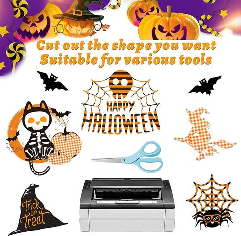 فينيل نقل الحرارة HTV باللون البرتقالي، حديد على الفينيل لعيد الهالوين Cricut، Buffalo Plaid HTV لتزيين الأقمشة والقمصان in Kuwait