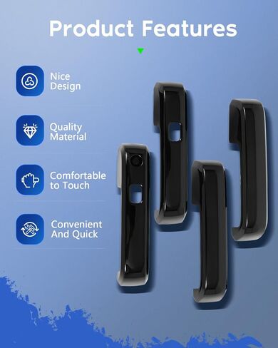 Exterior Door Handle Covers Compatible with 2017-2022 for Ford F-250/F-350 Super Duty,2017-2022 for Ford F-450/F-550 Super Duty, 4PCS ABS Door Handle Protector,Black in Saudi Arabia