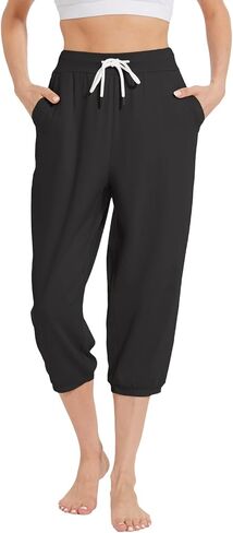 Capri Pants for Women High Waist Joggers Workout Yoga Pants Sweatpants with Drawstring in Saudi Arabia