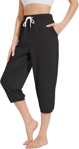 Capri Pants for Women High Waist Joggers Workout Yoga Pants Sweatpants with Drawstring in Saudi Arabia