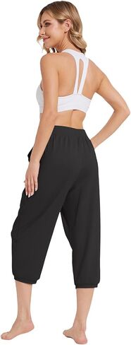 Capri Pants for Women High Waist Joggers Workout Yoga Pants Sweatpants with Drawstring in Saudi Arabia