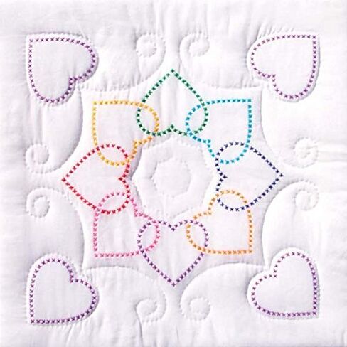 Jack Dempsey Stamped White Quilt Blocks 18"X18" 6/Pkg-XX Hearts Circle in Saudi Arabia