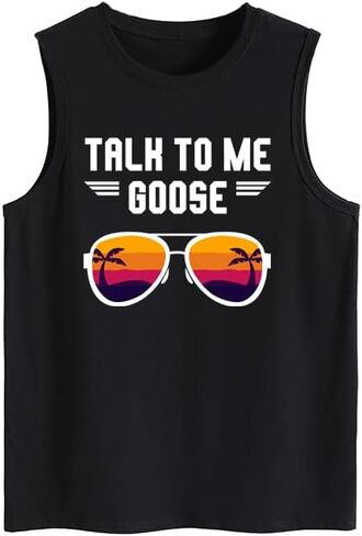 قميص بدون أكمام Talk to Me Goose للسيدات قمصان صيفية بدون أكمام بلون سادة مع قمصان بدون أكمام مطبوعة برسومات مبتكرة in Saudi Arabia