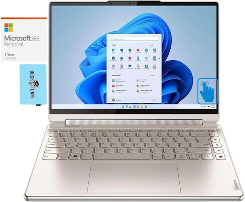 كمبيوتر محمول Lenovo Yoga 9i Home & Business 2 في 1 (Intel i7-1360P 12-Core، 16GB LPDDR5 5200MHz RAM، 2TB PCIe SSD، Intel Iris Xe، 14.0 بوصة 60 هرتز Win 10 Pro) مع MS 365 Personal، Dockztorm Hub in Saudi Arabia