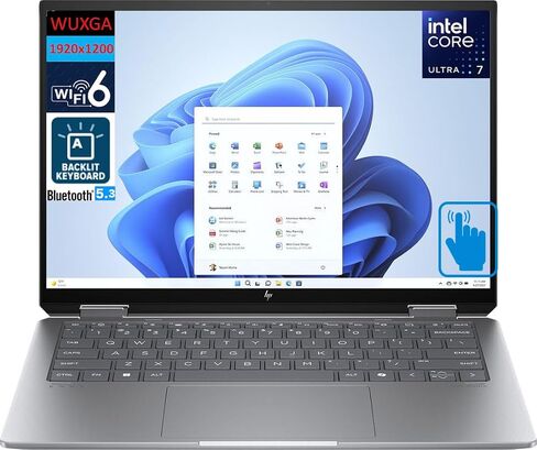 كمبيوتر محمول HP Envy x360 Home & Business 2 في 1 (Intel Ultra 7-155U 12-Core، وذاكرة الوصول العشوائي LPDDR5 16 جيجابايت بسرعة 6400 ميجاهرتز، و2 تيرابايت PCIe SSD، وIntel Graphics، وشاشة لمس عريضة 14.0 بوصة 60 هرتز UXGA (1920x1200)، وWin 11 Pro) مع قاعدة  in Saudi Arabia