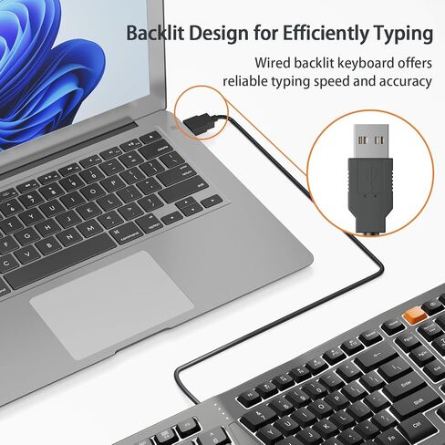 لوحة مفاتيح سلكية مريحة بإضاءة خلفية من ProtoArc، ​​لوحة مفاتيح سلكية مريحة مقسمة عبر USB مع مسند للمعصم، 104 مفاتيح، متوافقة مع سطح المكتب والكمبيوتر المحمول ونظام التشغيل Windows وMac in Saudi Arabia