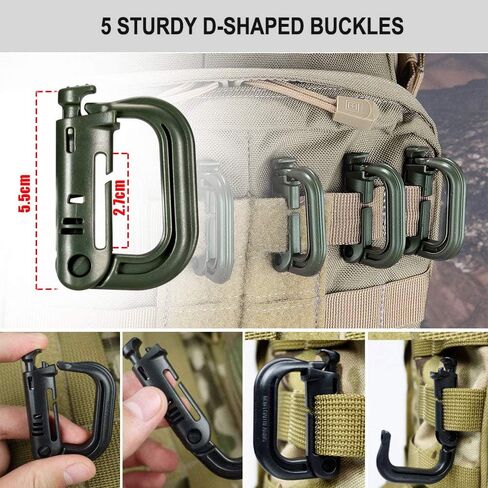 مجموعة إكسسوارات Molle مكونة من 25 مرفقًا لحقيبة الظهر Molle، مجموعة إكسسوارات Molle لحقيبة ظهر تكتيكية بحزام حزام 1 بوصة، مشبك تروس قفل Grimloc على شكل حرف D، سلاسل مرنة على شبكة الإنترنت in Kuwait