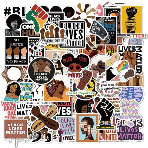 [100PCS] Civil Rights Stickers Civil Rights for African Americans Women Rights Stickers for Laptop Water Bottle Bicycle Decal Waterproof Aesthetic Stickers (BLM) in Kuwait
