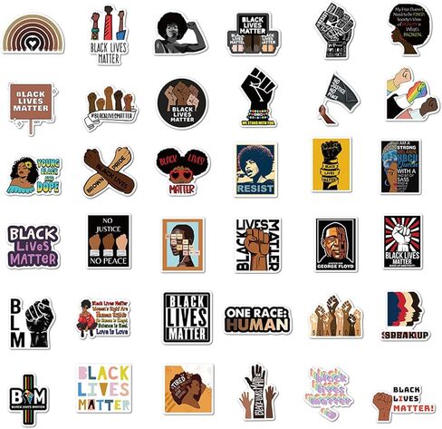 [100PCS] Civil Rights Stickers Civil Rights for African Americans Women Rights Stickers for Laptop Water Bottle Bicycle Decal Waterproof Aesthetic Stickers (BLM) in Kuwait
