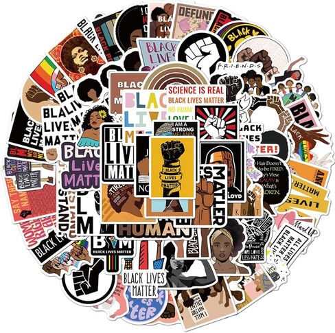 [100PCS] Civil Rights Stickers Civil Rights for African Americans Women Rights Stickers for Laptop Water Bottle Bicycle Decal Waterproof Aesthetic Stickers (BLM) in Kuwait