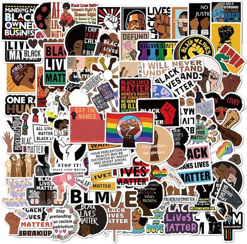 [100PCS] Civil Rights Stickers Civil Rights for African Americans Women Rights Stickers for Laptop Water Bottle Bicycle Decal Waterproof Aesthetic Stickers (BLM) in Kuwait