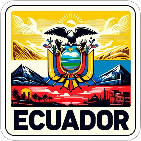 Ecuador Sticker Travel Outdoors Decal Vinyl Small Waterproof for Water Bottle Mug Passport Scrapbook Notebook Laptop Tumbler Skateboard Computer Phone 4" in Saudi Arabia
