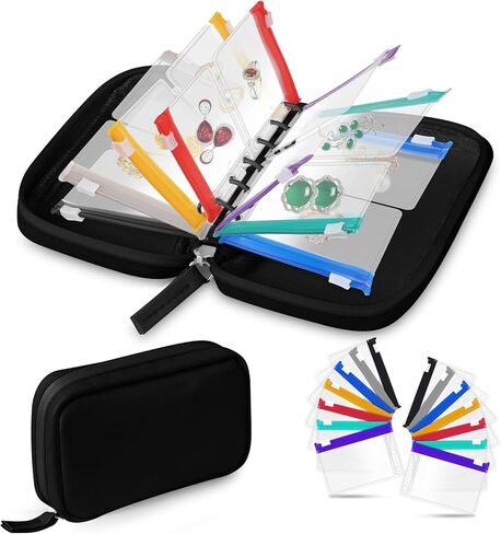 منظم لفافة مجوهرات السفر مقاوم للماء، حقيبة تخزين مجوهرات السفر المحمولة للقلائد والأقراط والأساور والخواتم والدبابيس والمزيد، صغيرة الحجم وسهلة الحمل in Kuwait