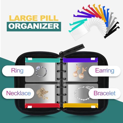 منظم لفافة مجوهرات السفر مقاوم للماء، حقيبة تخزين مجوهرات السفر المحمولة للقلائد والأقراط والأساور والخواتم والدبابيس والمزيد، صغيرة الحجم وسهلة الحمل in Kuwait