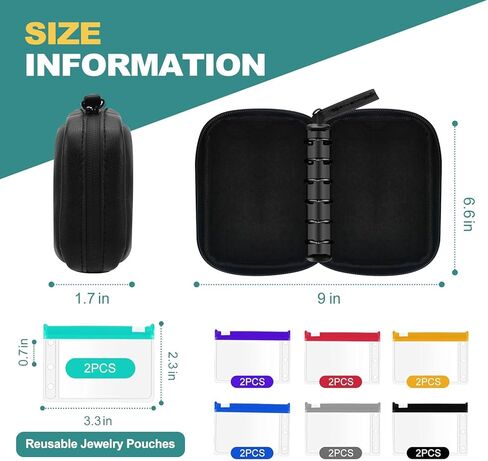 منظم لفافة مجوهرات السفر مقاوم للماء، حقيبة تخزين مجوهرات السفر المحمولة للقلائد والأقراط والأساور والخواتم والدبابيس والمزيد، صغيرة الحجم وسهلة الحمل in Kuwait