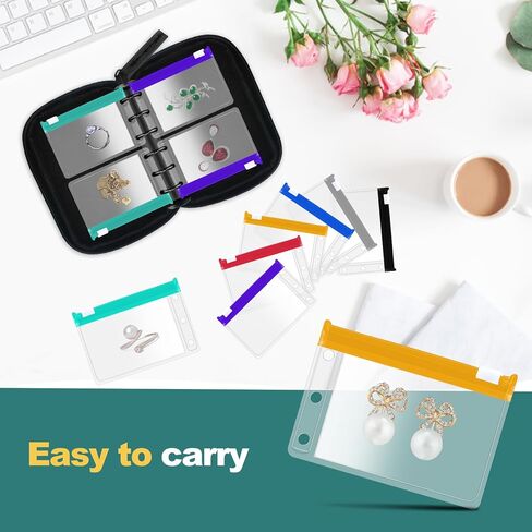 منظم لفافة مجوهرات السفر مقاوم للماء، حقيبة تخزين مجوهرات السفر المحمولة للقلائد والأقراط والأساور والخواتم والدبابيس والمزيد، صغيرة الحجم وسهلة الحمل in Kuwait