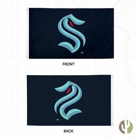 Desert Cactus Seattle Kraken Flag NHL 100% Polyester Indoor Outdoor 3x5 feet National Hockey League Team Flags (Design #1) in Saudi Arabia