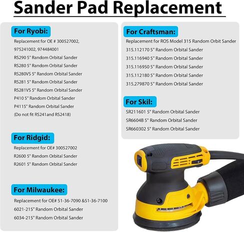5" Hook and Loop Sander Pad, Replacement Sander Pad for Ridgid R2600, R2601 Random Orbit Sanders, 5 Inch 8 Hole Replacement Sanding Pad (2 Pack) in Saudi Arabia