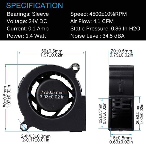 GDSTIME 24V 50mm 20mm 50x50x20mm DC بدون فرش منفاخ مروحة تبريد صغيرة in Saudi Arabia