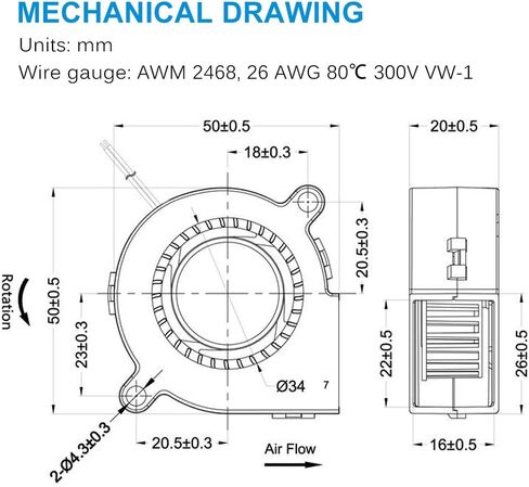 GDSTIME 24V 50mm 20mm 50x50x20mm DC بدون فرش منفاخ مروحة تبريد صغيرة in Saudi Arabia
