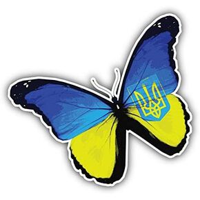 Ukraine Grunge Flag Butterfly Truck Car Window Bumper Sticker Decal 5"