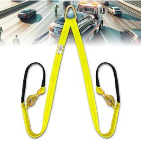 V-Bridle Tow Strap 2" x 6' with Snap Hooks, Cordura Sleeve, and Axle Straps | D-Ring for Enhanced Stability | Recovery Strap 5500lbs Load for Car Towing, Rollback, Flatbed, Tow Truck
