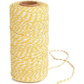 Holiday Twine Wedding Twine Cotton Bakery String Yellow and White Twine Rope Cord for Wedding and Holiday Gift Wrapping, Arts Crafts 328 Feet